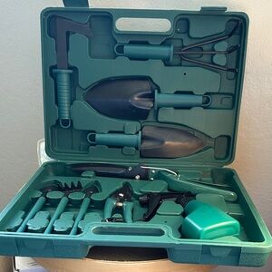 Green Garden Tool Set in Carrying Case